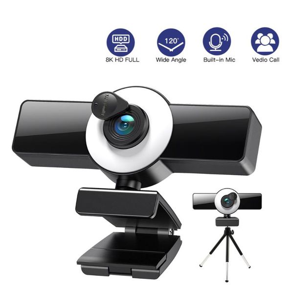 

webcams 4k 8k webcam autofocus pc computer web cams with microphone 3 color modes mini cam for conference streaming video laptop