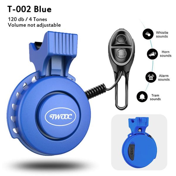 

bike horns rechargeable electronic bicycle bell twooc t-002 mtb horn waterproof usb charging 1 & 4 sound modes electric ring