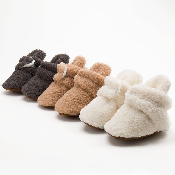 

2021 baby first walkers kids boys girls winter coral fleece shoes boots soft anti-skid cute animals keep warm toddler infant bottom prewalke