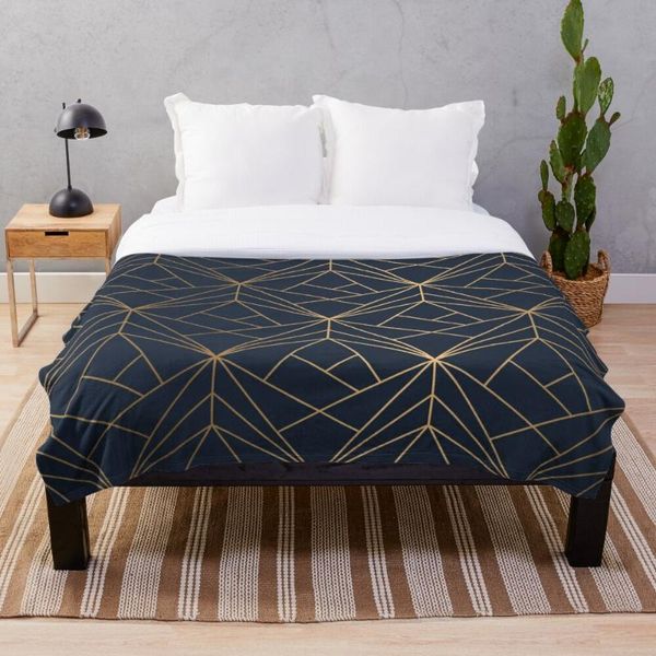 

blankets elegant geometric copper navy blue throw blanket cover, warm decoration, bed and sofa, applicable to men women