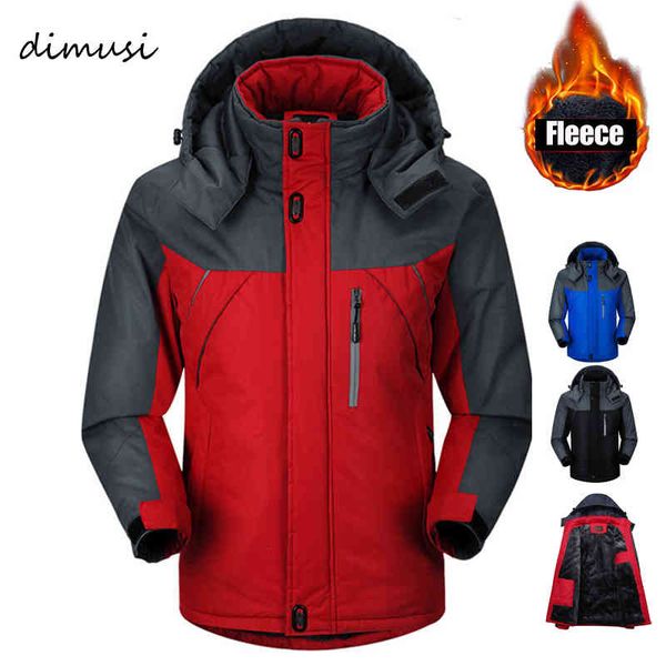 

jacket men parka dimusi winter thermal fleece jacket coats jackets windbreaker jaqueta windproof waterproof 5xl, Black