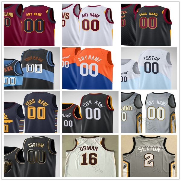 

custom printed 35 isaac okoro kevin 0 love collin 2 sexton cedi 16 osman andre 3 drummond 22 nance jr. men woman kids basketball jerseys, Black;red