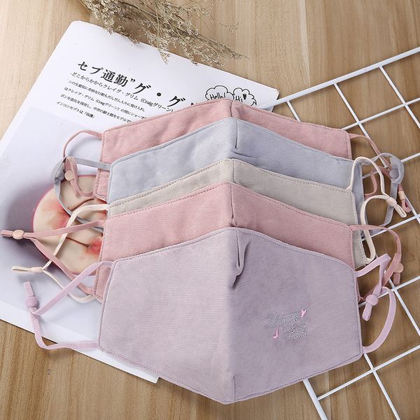 

and autumn winter women's three-dimensional letter embroidery cotton ear type dust mask adjustable, self-produced self sold