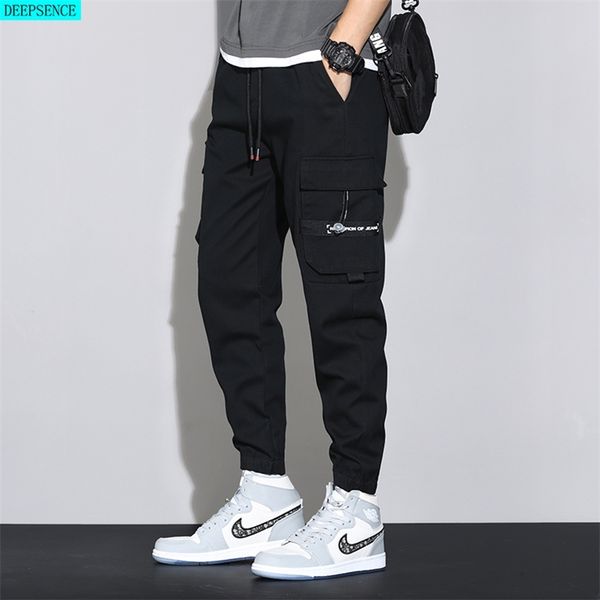 

spring and summer big men trousers knitted sports pants men pants loose korean version of all-match overalls trousers men 210714, Black