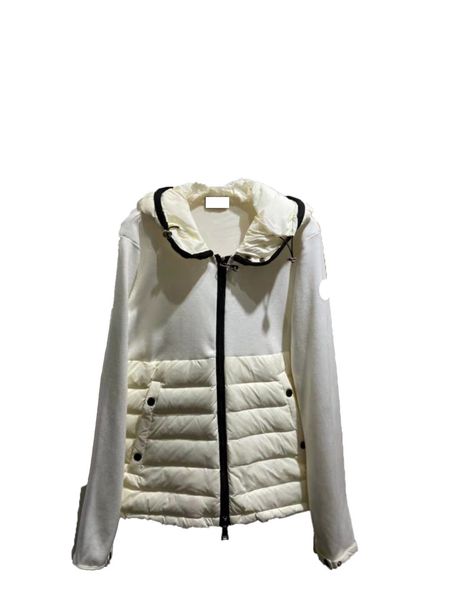 

monclair luxury french women's down jacket maya france brand designer zipper knit down stitching hooded collar coat 2 colors, Black