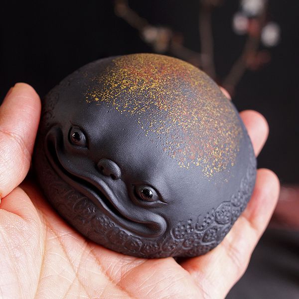 

purple sand golden toad tea pet accessories kung fu tea set ornaments