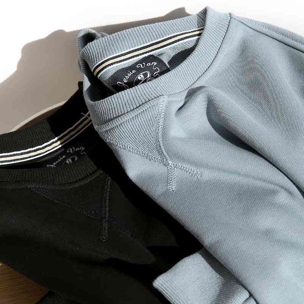 

Just need everyone to wear Xinjiang high count long staple cotton men's simple round collar sweater fashion t7529, Black