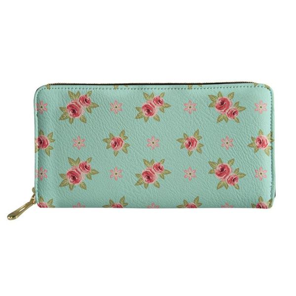 

wallets fashion luxury lady leather wallet girl phone bag flower printing ms clutch female card holder ladies money bags, Red;black
