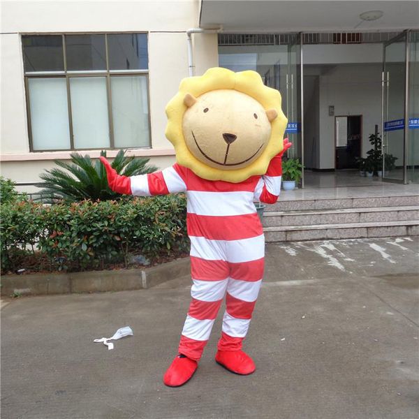 

performance red stripe lion mascot costume halloween christmas cartoon character outfits suit advertising leaflets clothings carnival adults, Red;yellow
