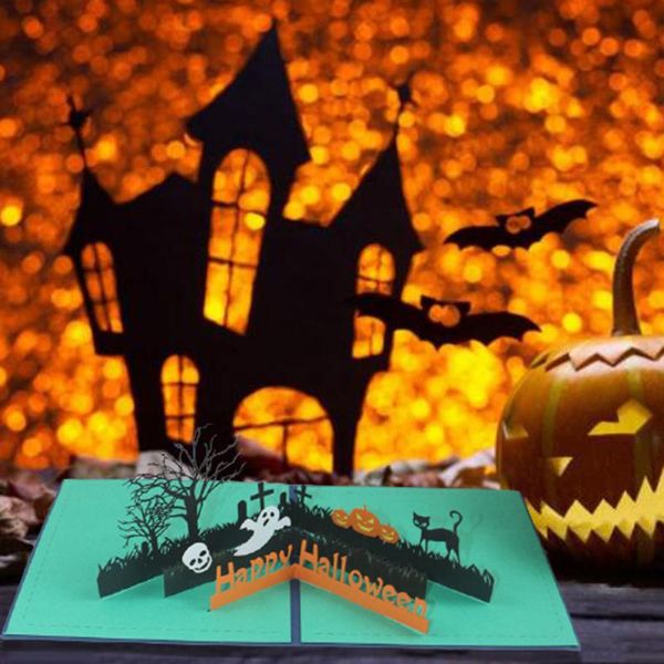 

greeting cards 2pcs 3d happy halloween castle up for kids gift thank you card invitations postcards with envelope