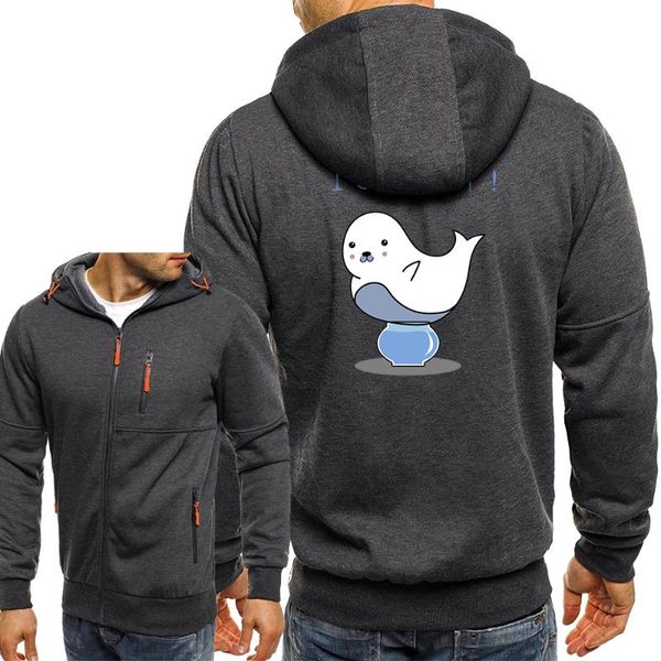

men's jackets i can fit cartoon seal manga hooded outerwear harajuku zip autumn casual loose jacket sweatshirts fashion men coat, Black;brown
