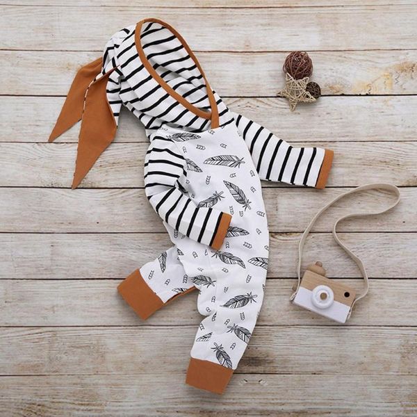 

clothing sets fashion born baby kids boy clothes two piece set feather t shirt strip pants girl outfit, White