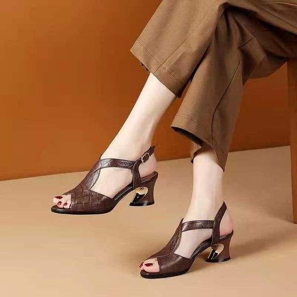 

sandals soft leather women's sandals,summer square mid heels,ankle buckle strap shoes,korea style,female footware,black,brown,dropship