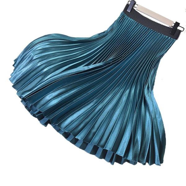 

skirts spring autumn women long fashion brand ladies a-line pleated womens high waist midi skirt faldas mujer saias, Black