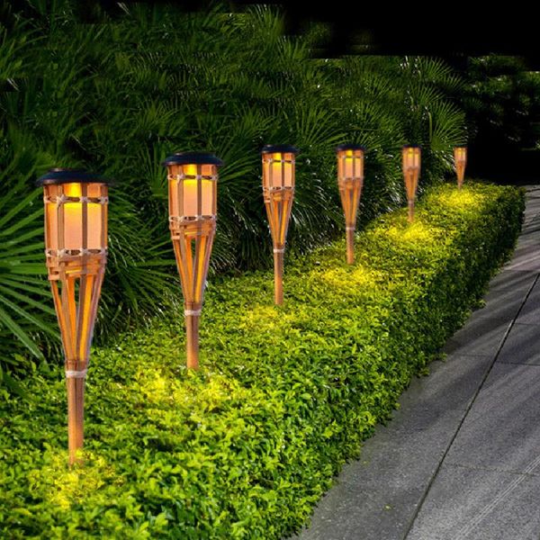 

thrisdar outdoor garden solar bamboo torch light landscape pathway solar tiki torch light pathway lawn lamps spotlight