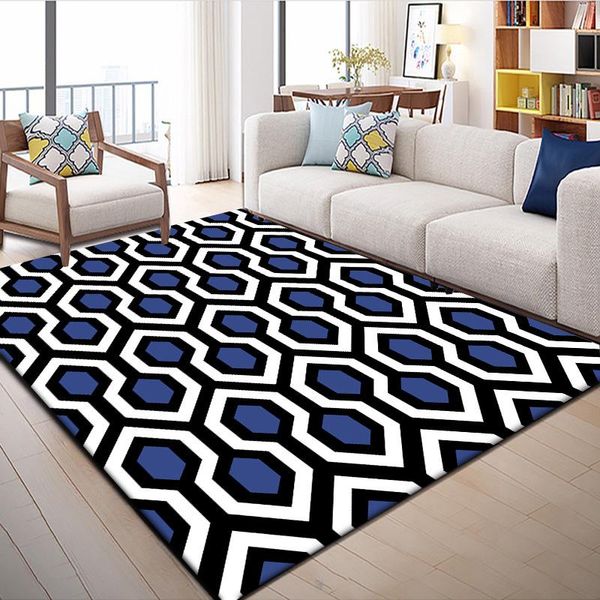 

carpets cross-border fashion modern geometry blue-white-black diamond-shaped bedroom living room mat carpet customcustom size