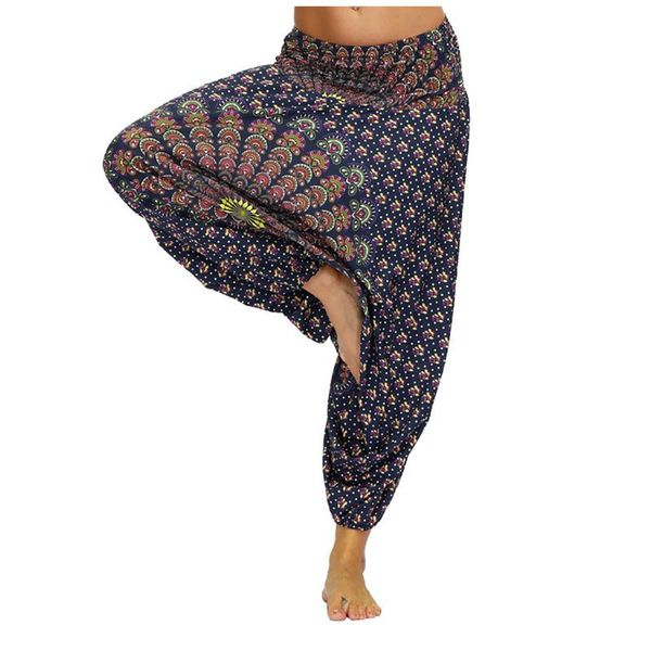 

yoga outfit woman pants loose baggy boho women high waist elastic trousers gym clothing female sport 5i