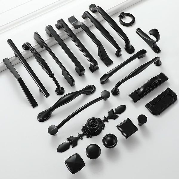 

handles & pulls black furniture cabinet knobs muebles kitchen drawer cupboard