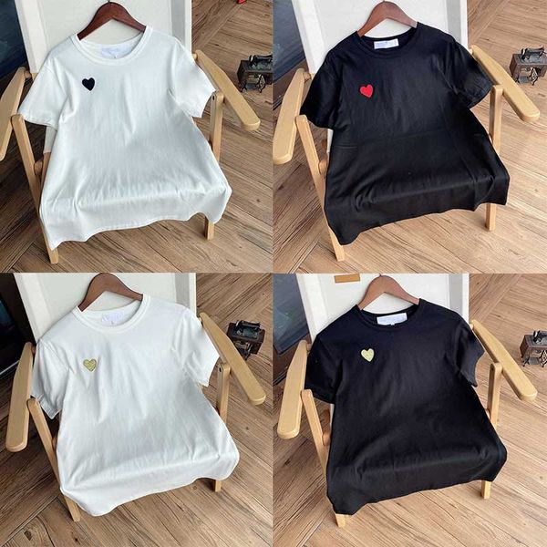 

Summer fashion Designer T Shirts Men Tops Love red heart Letter Embroidery Mens Women Clothing Short Sleeved shirt womens Tee 2021, White