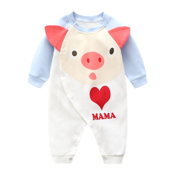 

2021 new newborn boys girls romper cartoon print cotton long sleeve jumpsuit infant clothing pajamas toddler baby clothes outfits 5klv, Blue