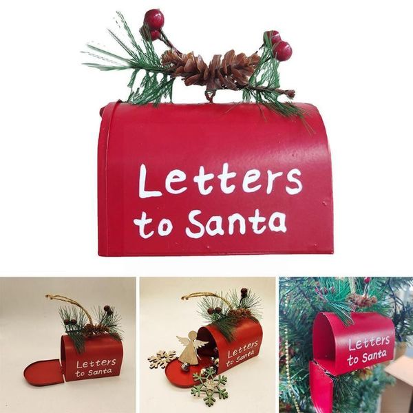 Decorações de Natal Ferro de Ferro Mailbox Ornamento Portátil Linda Árvore de Natal Pingente Caixa de Doces Design Organizador para Club W7k8