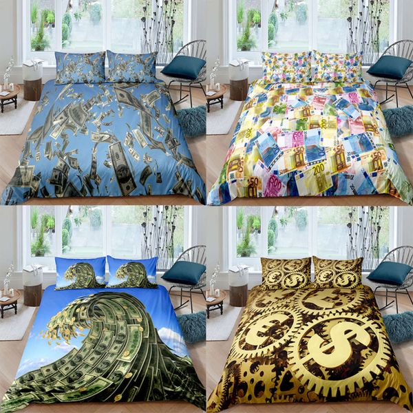 

3d modern bedding set dollar motif printed duvet cover vivid comforter cover money maths pattern funny various siz