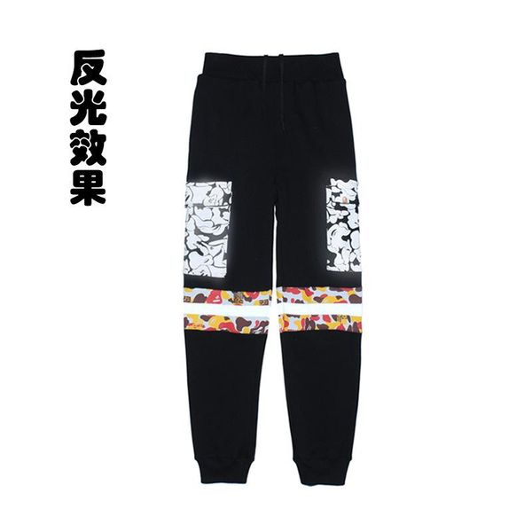 

men's pants sweatpants reflective pocket casual pantsteenagers loose thin trousers korean streetwear clothing, Black