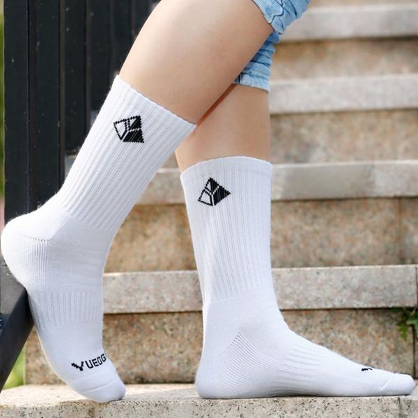 

sports socks yuedge cotton cushion crew casual outdoor hiking camping meias esportiva, Black