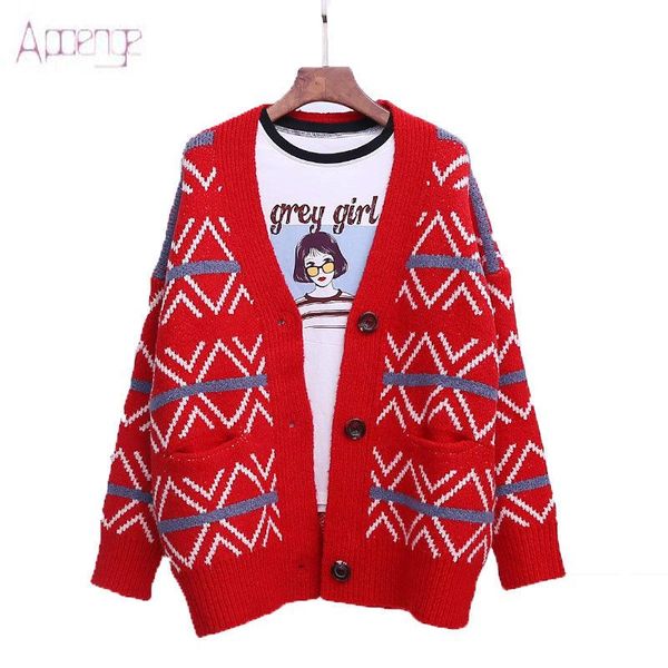 

women's sweaters 2021 autumn striped sweater winter ladies loose casual knit cardigan v-neck small fresh knitted jacket yp130, White;black
