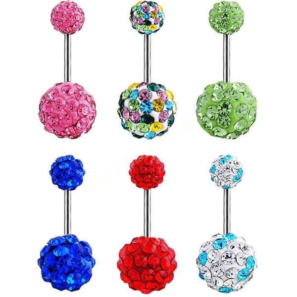 

luxury navel & bell button rings crystal steel belly piercings ear earring round body piercing jewelry ring, Silver