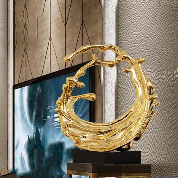 

decorative objects & figurines modern sculpture plated splashing water resin abstract marble base statues for decoration home el decor acces