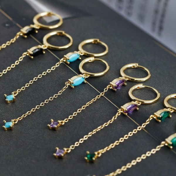 

dangle & chandelier 925 sterling silver earring fashion colorful horse eye zircon tassel long drop temperament woman girl ear jewelry