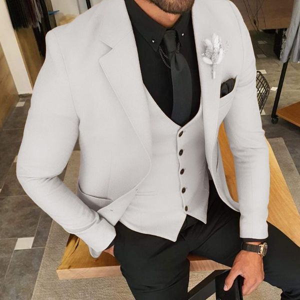 

men's suits & blazers 3 piece pant coat men wedding groom dress suit for slim fit wear prom costume homme, White;black