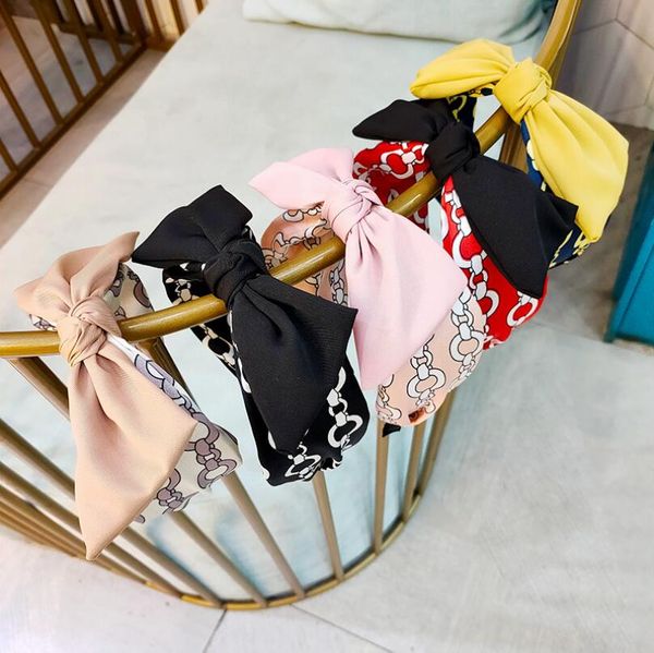 

designer wide letter print large bowknot cloth headbands fashion knotted headband hair hoop headwear accessories for female women wholesale, Silver