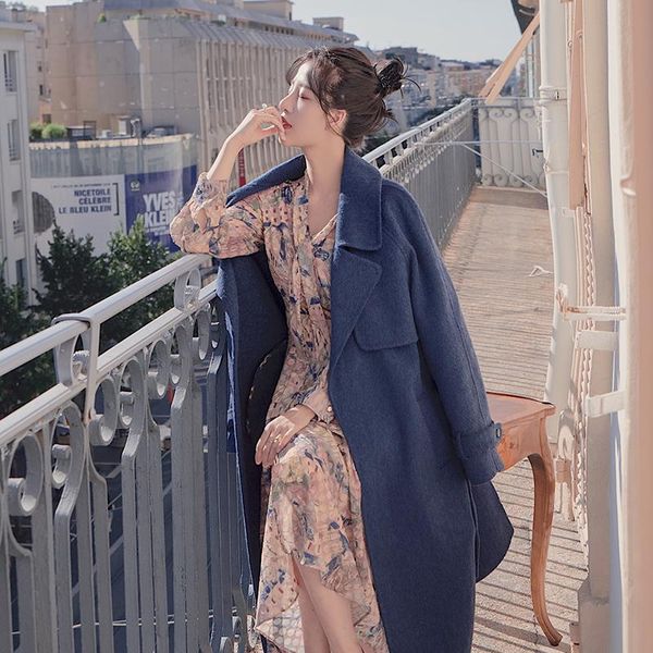 

women's trench coats winter warm dust coat lapel cloth, Tan;black