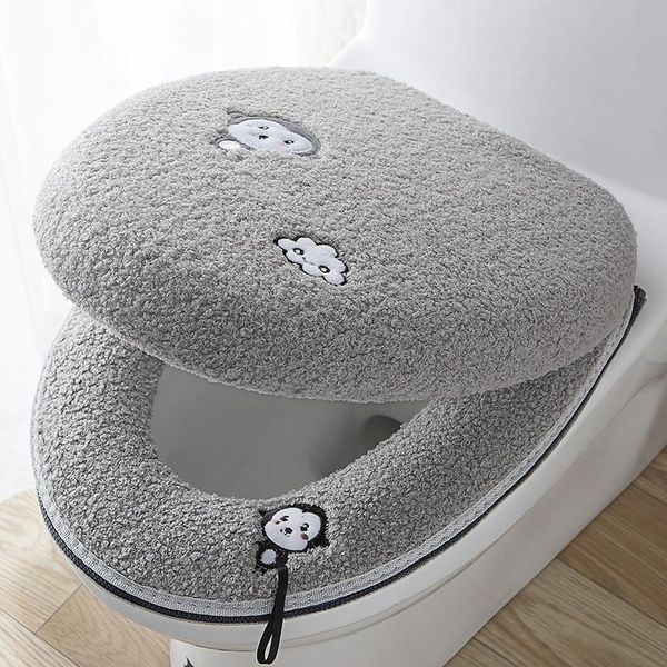 

toilet seat covers 2pcs/set cushion+lid cover mat set bathroom universal warm soft washable closestool case winter pad bidet mats