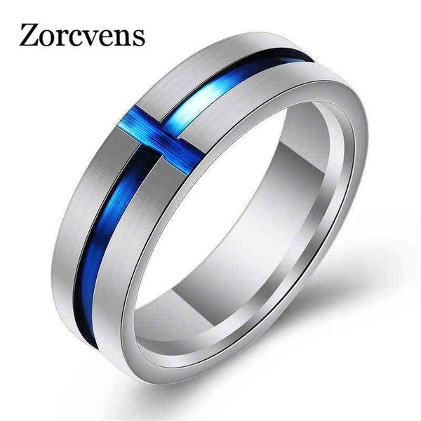 Modyle Thin Blue Line Edelstahl Ring Hochzeit Marken 6mm Silber Farbe Punk Ringe für Männer Schmuck