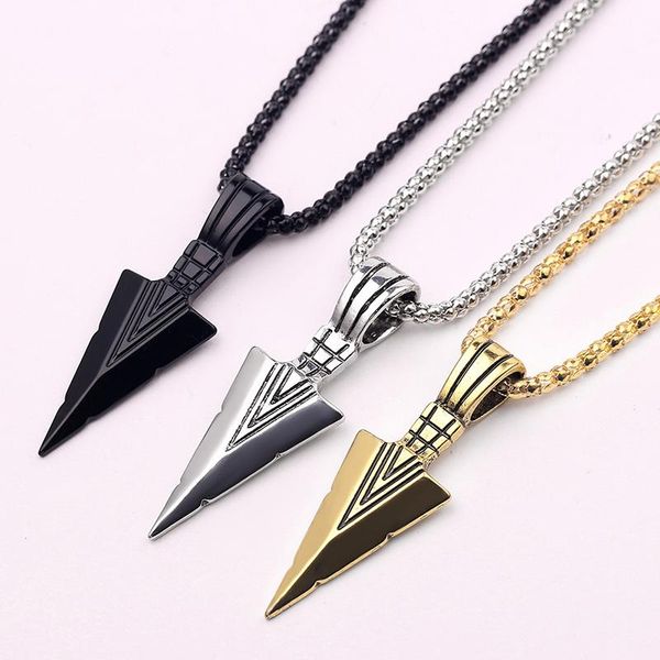 

pendant necklaces design matte long alloy arrow necklace for men and women chain hip hop punk rock jewelry gifts, Silver