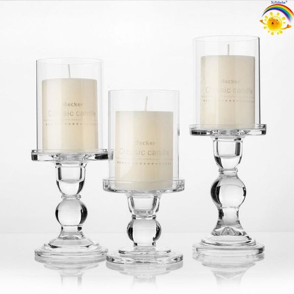 

1pc 3.46 / 4.52 / 5.51 in glass candle holders for 3" pillar candle and 3/4" taper candle, wedding decoration, candlestick set