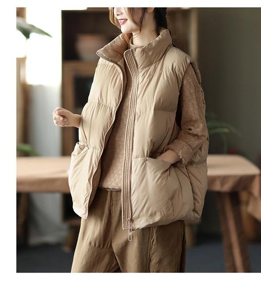 

women's vests 2021 lightweight down jacket vest women autumn winter korean style temperament stand-up collar warm, Black;white