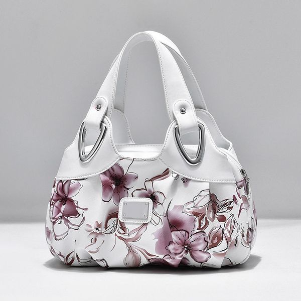 

women printing pu leather fashion tote big capacity shoulder bag shopping purse