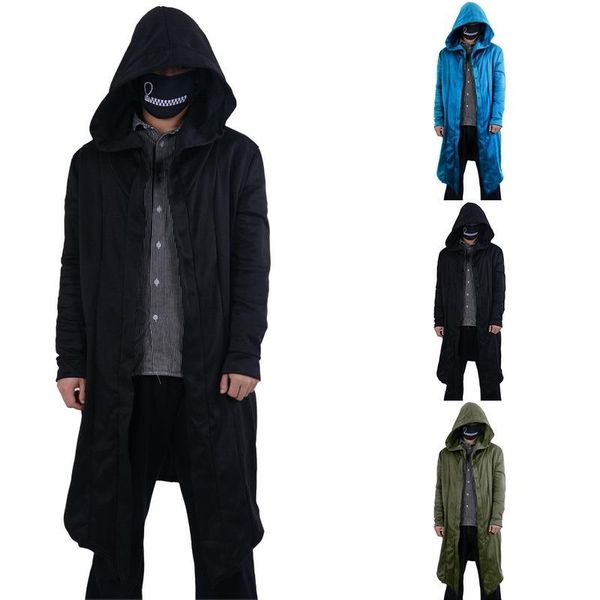 

men's trench coats 2021 fashion men hooded sweatshirts black hip hop mantle hoodies jacket long sleeves cloak outwear, Tan;black