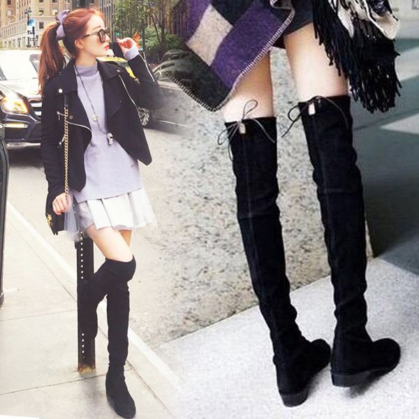 

women on the knee rubber in winter high thigh thin fashion pointed toe strain long boots ladies 2bp3, Black