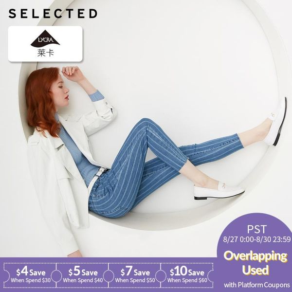 

women's jeans lycra-blend striped skinny crop c|419132538, Blue