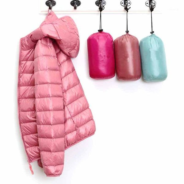 

autumn winter ultra light down jacket women white duck down hooded windproof jackets parka female casual slim portable coats1, Black