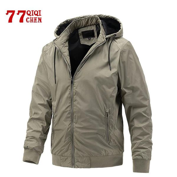 

men's jackets casual hooded jacket men spring autumn solid color slim sports bomber coat male tactical outdoor overcoat chaquetas hombr, Black;brown