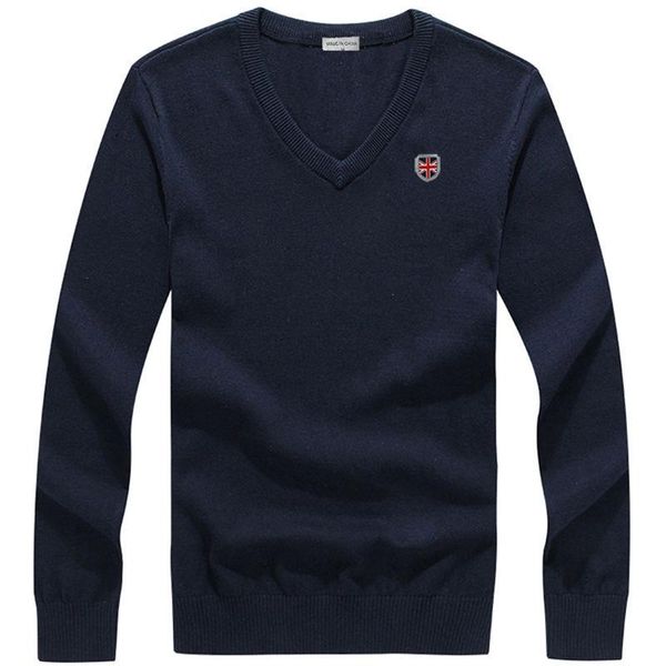 

men's sweaters men's autumn and winter pure100% cotton long-sleeved pullover knit sweater all-match casual business v-neck top, White;black