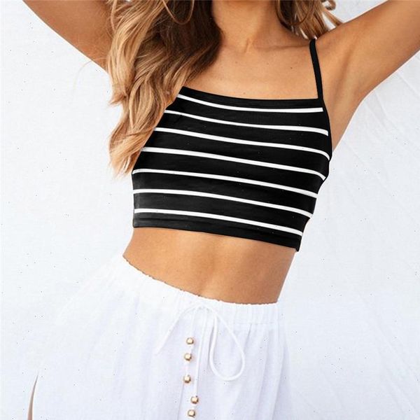 

2021 summer women camis crop feminino sleeveless casual stripe vest strapless female summer clothes verano a40, White