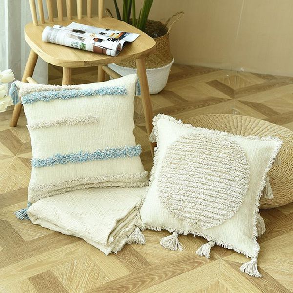 

cushion/decorative pillow moroccan style cushion cover living room sofa decorative tufted embroidery with tassel throw pillowcover 40707