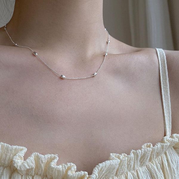 

chains real 925 sterling silver beads neck chain necklace woman accessories, minimalist choker necklaces fine jewelry 2021